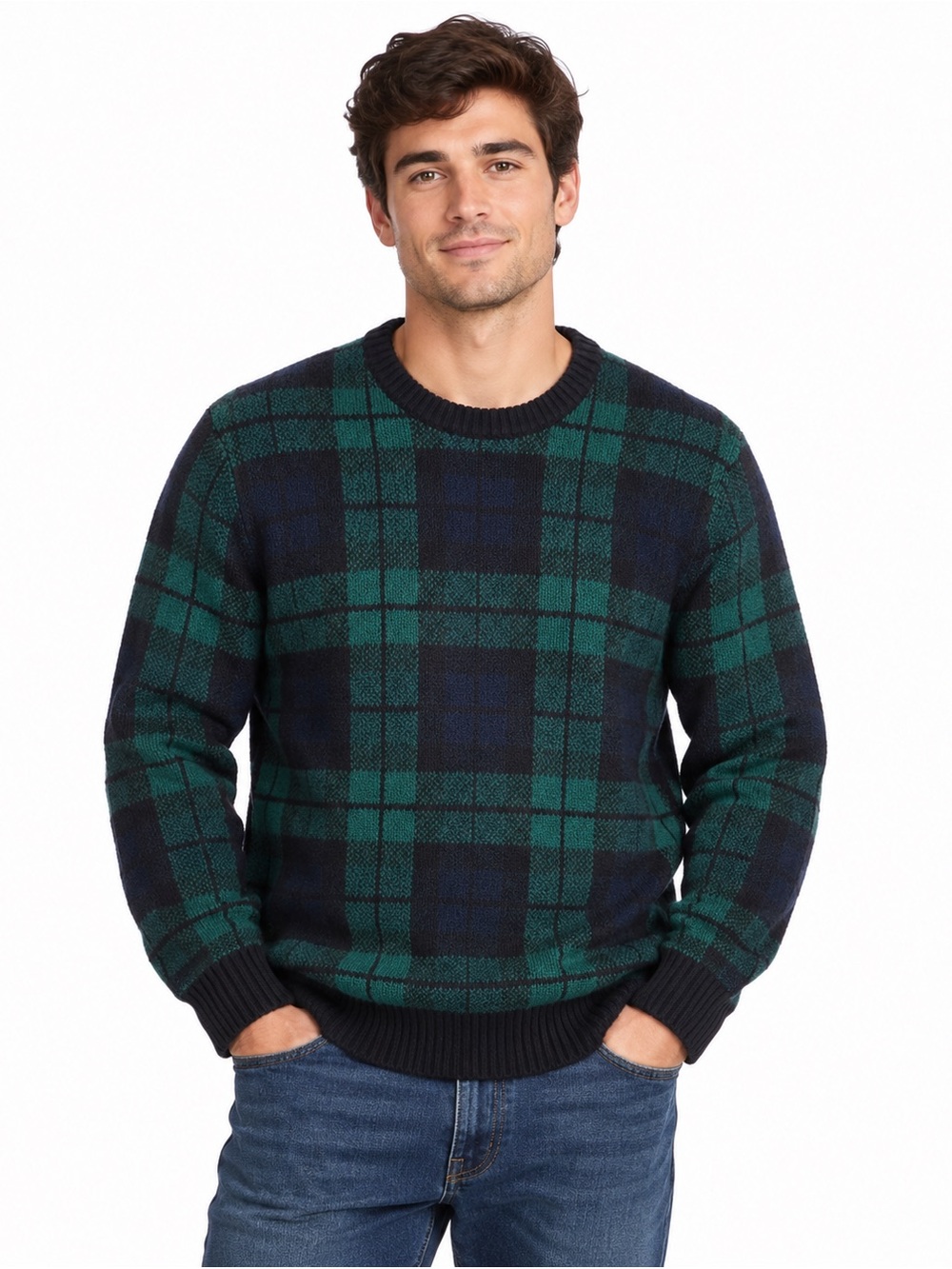Old Navy Men’s NWT Cozy Plaid Crewneck Sweater XL